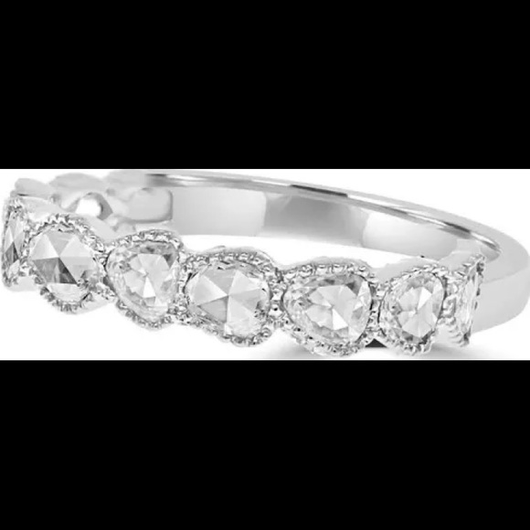 18kwg .52 ct organic rose cut
diamonds in milgrain bezels band. - Picture 2 of 2